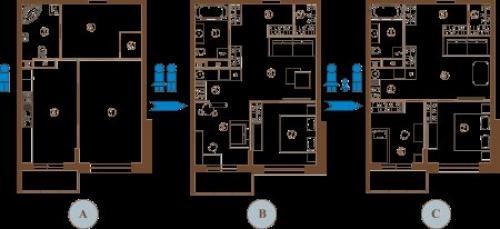 Перепланировка 2-х комнатной квартиры хрущевки. Перепланировка 2-комнатной квартиры в хрущевке 06