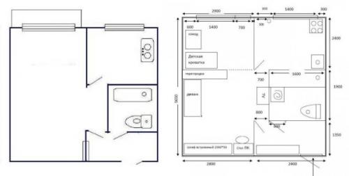 Перепланировка хрущевки 1 комната. Перепланировка однокомнатной хрущевки