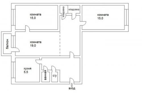 Планировка хрущевки 3 комнаты. Варианты расположения комнат в трехкомнатной хрущевке