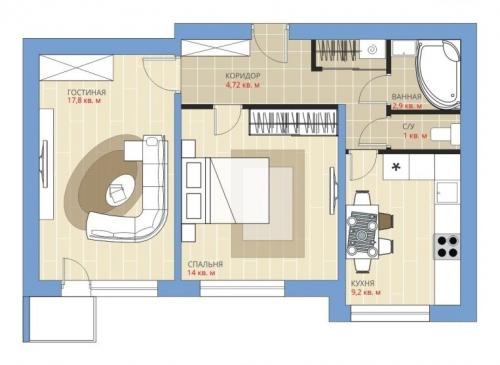 Планировка 2-комнатной квартиры в 9 этажном доме. 7 вариантов планировки 2-комнатной квартиры (53 кв. метра) в панельном доме серии П-3