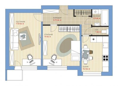 Планировка 2-комнатной квартиры в 9 этажном доме. 7 вариантов планировки 2-комнатной квартиры (53 кв. метра) в панельном доме серии П-3