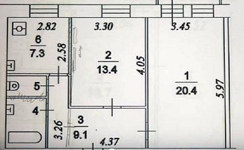 Схема квартиры хрущевки 2 комнаты. Особенности планировки 10