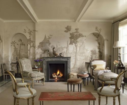 Рисунок цветов на стене в интерьере. Варианты рисунков на стенах 08