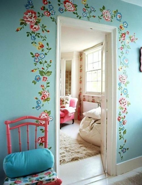 Рисунок цветов на стене в интерьере. Варианты рисунков на стенах