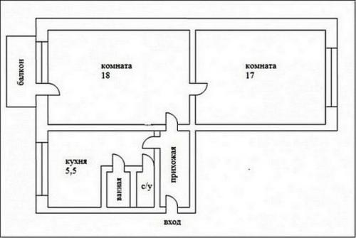 Планировка хрущевки 2 комнаты 44 м. Какие могут быть вариации для перепланировки
