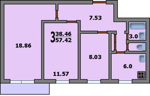 Серия дома 1-515/9 планировка.