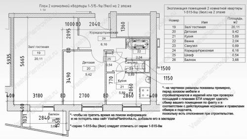 1-515 планировка с размерами. Техническое описание 1 515 9ш (9юл)