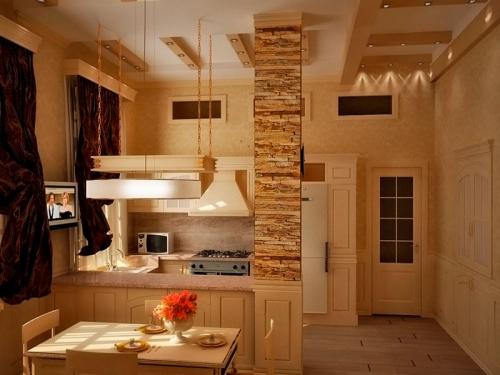 Декоративный камень в интерьере маленькой кухни. Преимущества декоративного камня