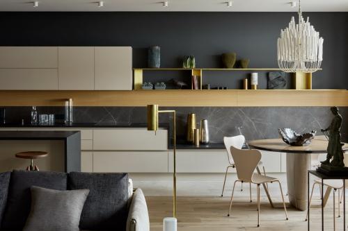 Черный мрамор на кухонном фартуке. Выбираем цвет мрамора 06