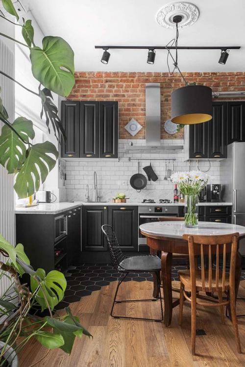 Красивые черные кухни с фартуком из мрамора.. 135 самых стильных идей дизайна черной кухни 06 Красивые черные кухни с фартуком из мрамора.. 135 самых стильных идей дизайна черной кухни 06